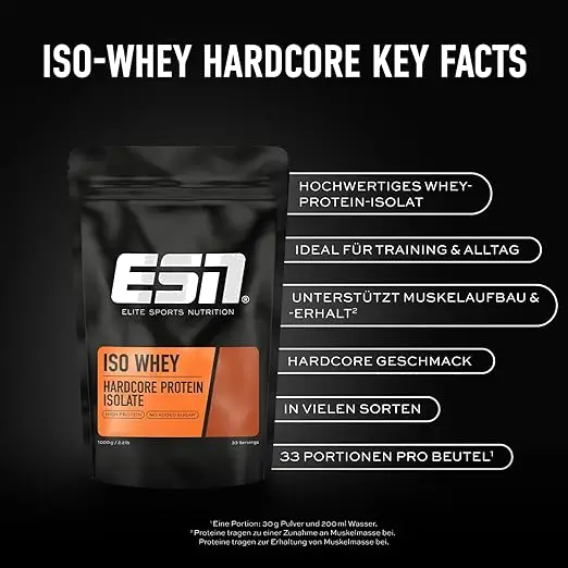 ESN Iso Whey Hardcore Protein Powder, Vanilla (Classic), 1000 g - whey protein inhaltsstoffe detail