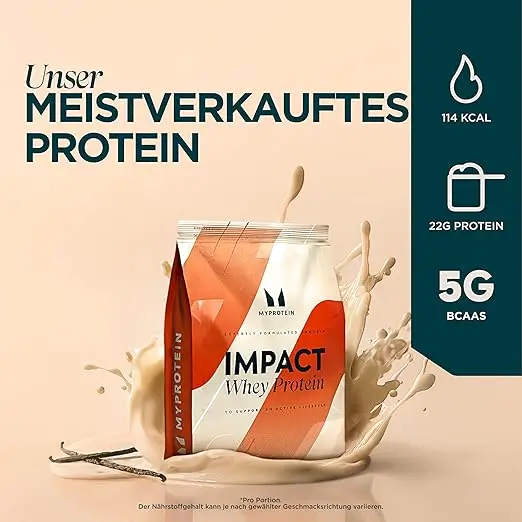 Myprotein Impact Whey Protein Powder Vanilla 1 kg | 22 g Protein per Serving with BCAAs | Protein Powder for Muscle Building, Fitness & Regeneration | - whey protein produktinformationen