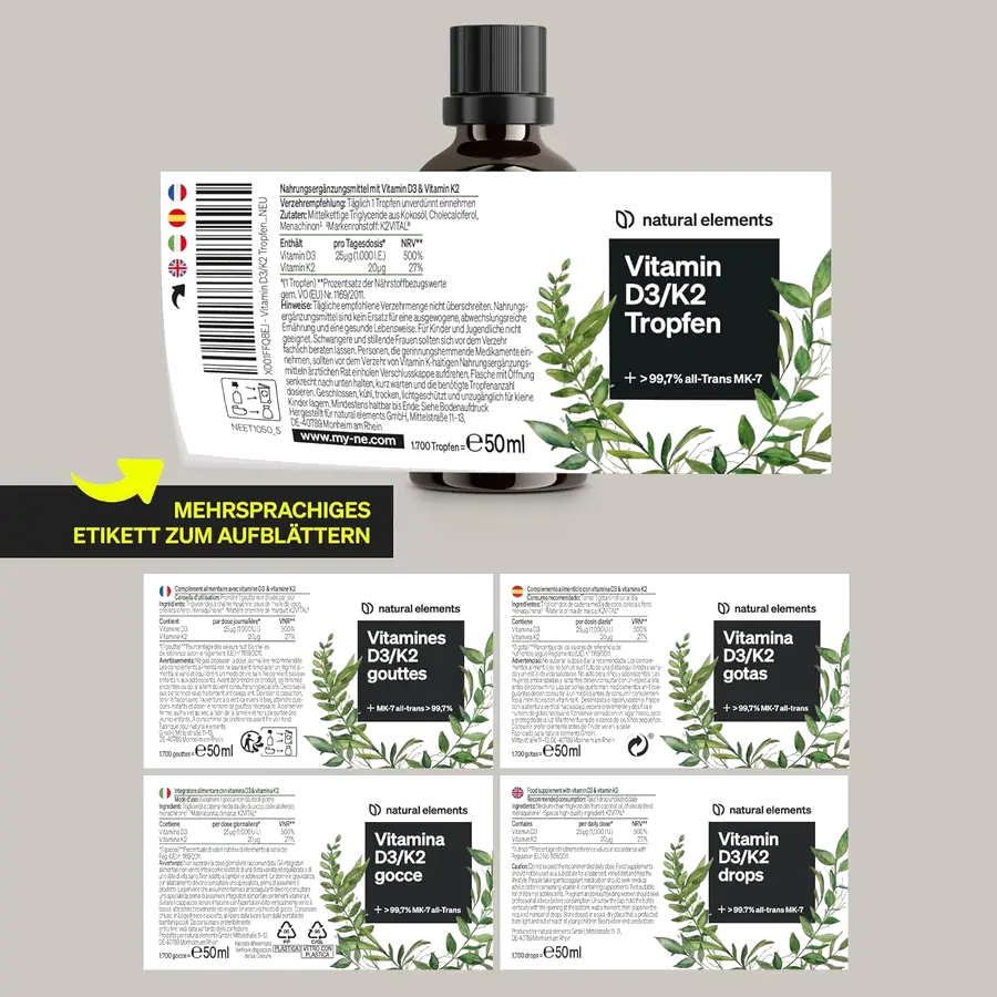 natural elements Vitamin D3 + K2 Tropfen 50 ml